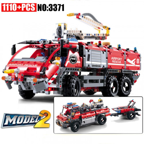 DECOOL 3371 Airport Rescue Vehicle 2 in 1|TECH