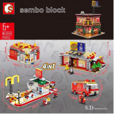 Sembo SD6901 4in1 Mcdonaldd Streetscape - USB lighting |Modular