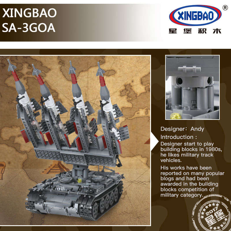 Xingbao Building Blocks Toys Easter T55 Tank SA-3 Rak Neva Missile Model 1753PCS