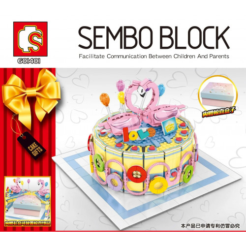 SEMBO 601401 The Bowing Flamingo On top of the Birthday Cake Wow |CRE 