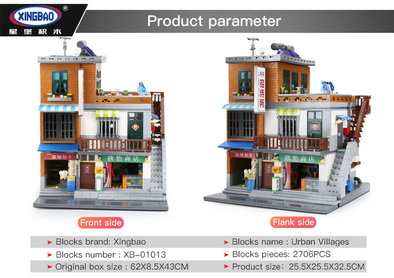 XingBao-01013-Genuine-Creative-MOC-City-Series-The-Urban-Village-Set-Building-Blocks-Bricks-Educational-legoing-Toys-Model-Gift-32831853380