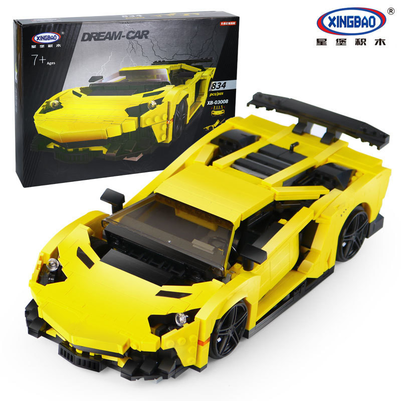XingBao-03008-Block-834Pcs-Creative-MOC-Technic-Series-The-Yellow-Flash-Racing-Car-Set-Educational-Building-Blocks-Bricks-Toy-32832736341