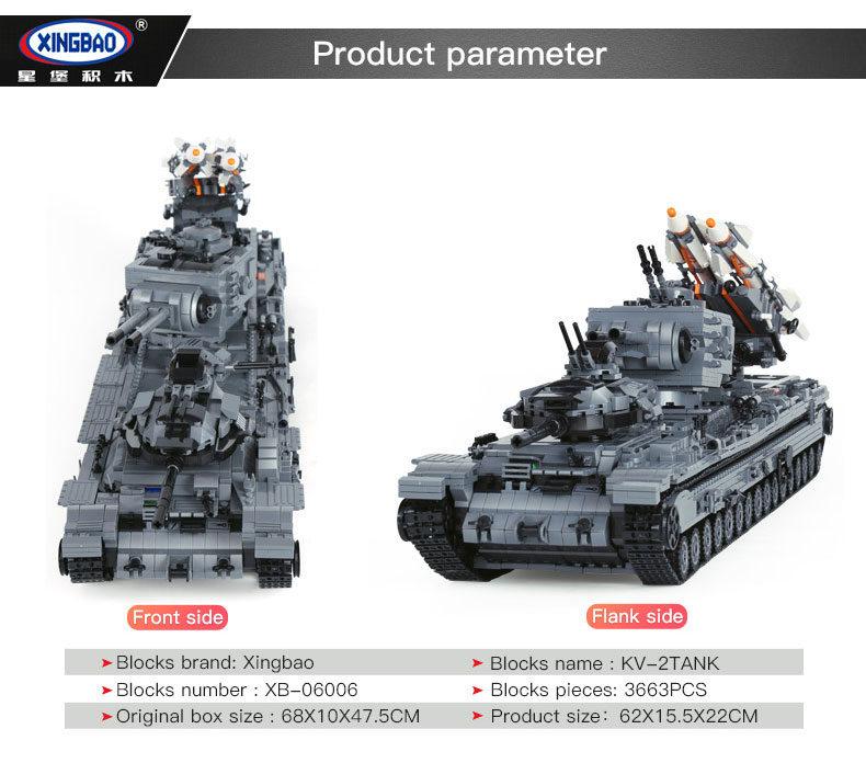 XingBao-06006-3663Pcs-Creative-MOC-Military-Series-The-KV-2-Tank-Set-children-Educational-Building-Blocks-Bricks-Toys-Model-Gif-32859448281