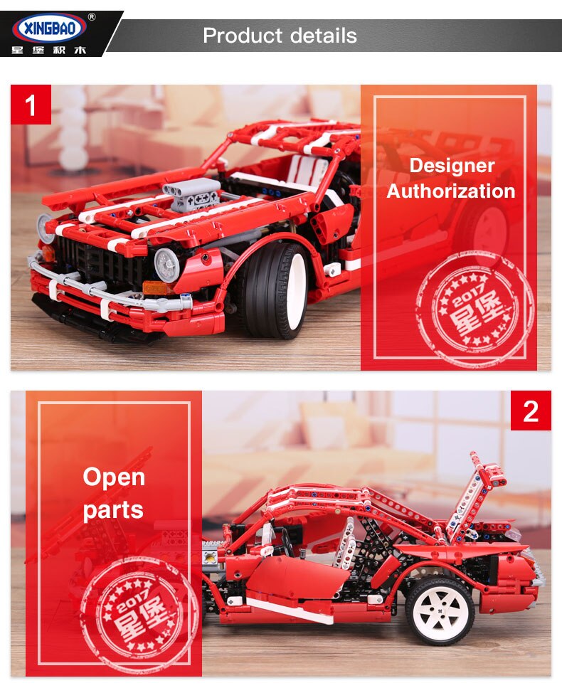 XingBao-07001-2000-stuumlcke-Kreative-MOC-Serie-Die-2014-Muscle-Car-Set-kinder-Paumldagogisches-Bausteine-Ziegel-Spielzeug-Modell-32907893066