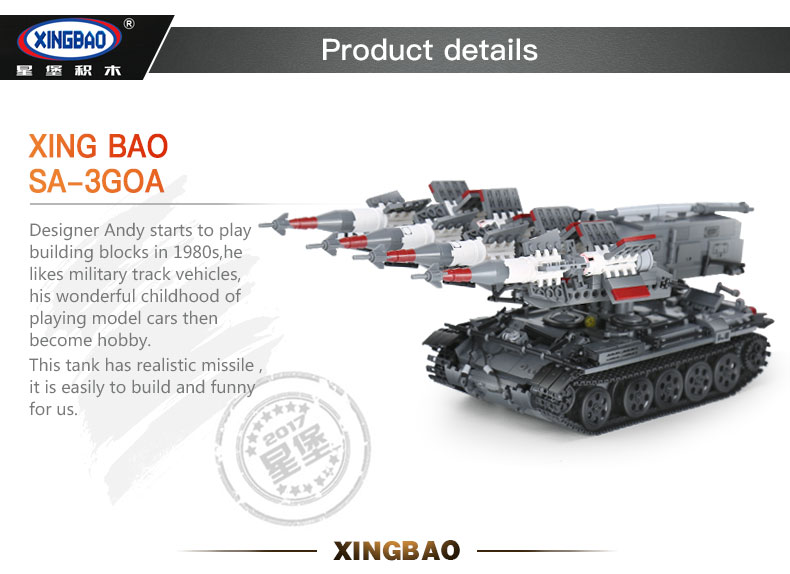 Xingbao-06004-legoing-Buildings-Blocks-Military-Toys-SA-3-Missile-And-T55-Tank-Set-Vehicle-Assembled-Army-Tank-Bricks-Kids-Toys-32835355572